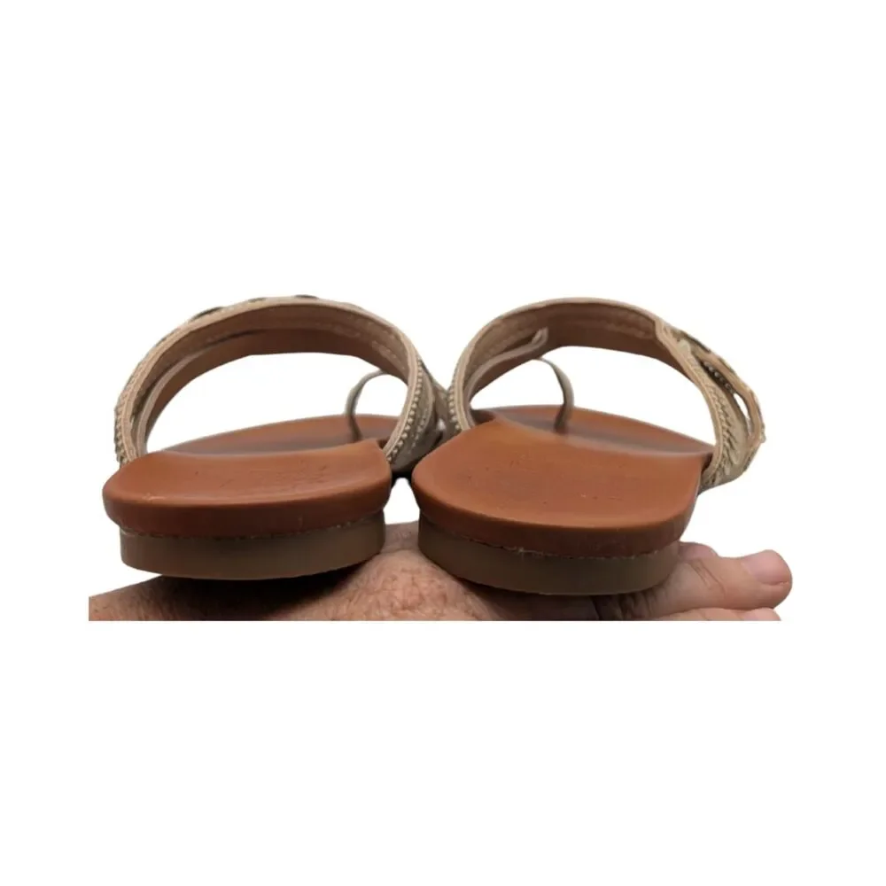 Jellypop Taupe Gold Coin Sandals Size 6.5-7